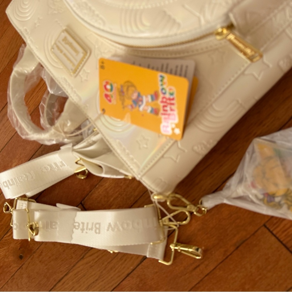 New Loungefly Rainbow Brite White Embossed Women's Convertible Tote Backpack - Picture 8 of 13